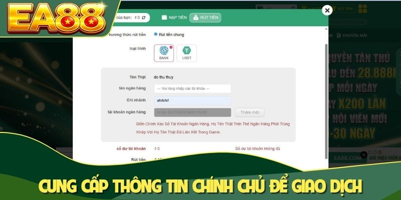 Cung cấp thông tin chính chủ để giao dịch thành công