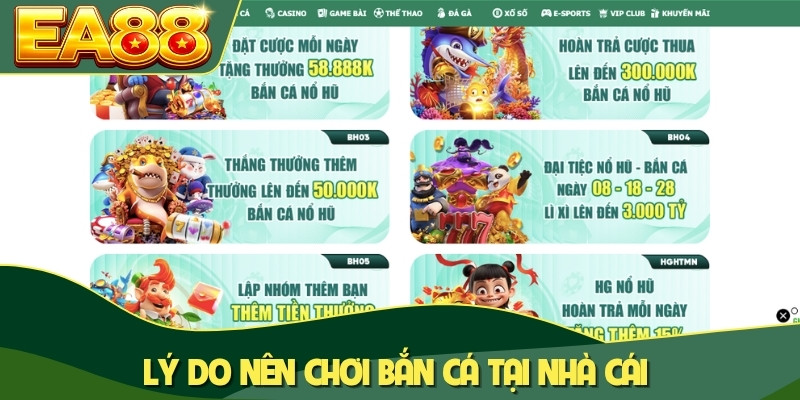 Lý do nên chơi bắn cá tại nhà cái